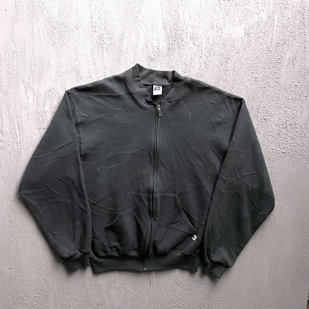 Vintage russell athletic Full Zip Bomber sweatshirt mens‎ Large green-5
